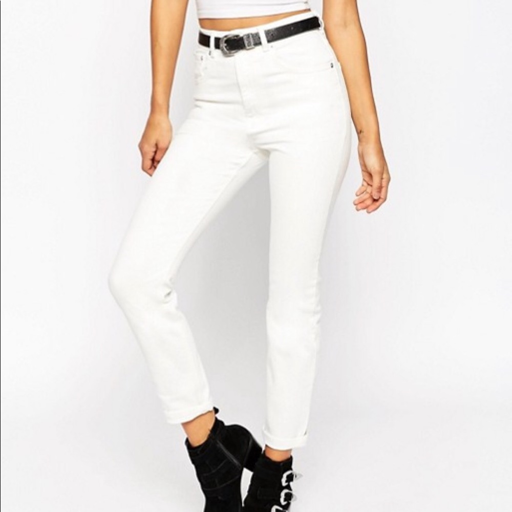 ASOS Farleigh High Waist Slim Mom 24” Jeans White